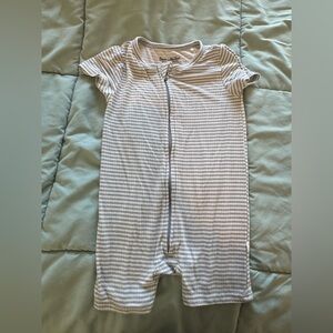 Brave Little Ones Blue/white striped ribbed zipper shorty